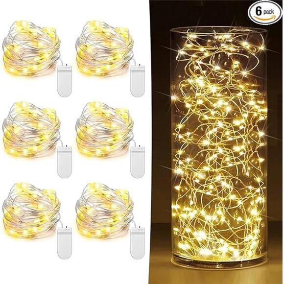 6Pack Fairy Lights Battery Operated 7ft 20 LED Mini String Lights Twinkle Lights - Picture 8 of 8